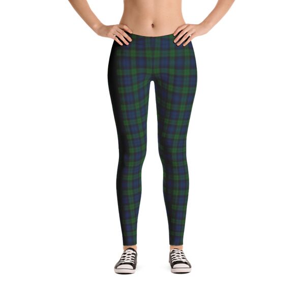 Black Watch Tartan Leggings - Click Image to Close